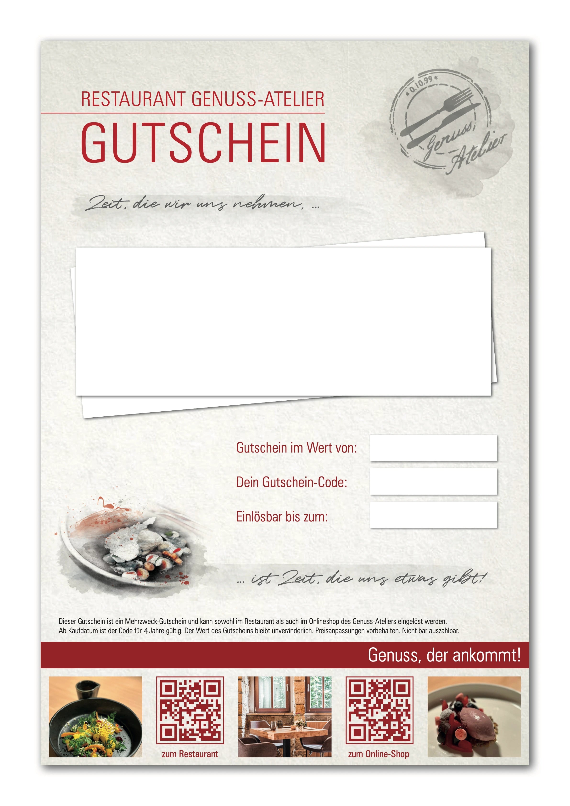 Genuss-Atelier gift card in the historic sandstone vaults
